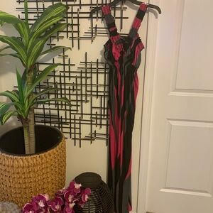 Elegant Pink and Black Maxi Dress